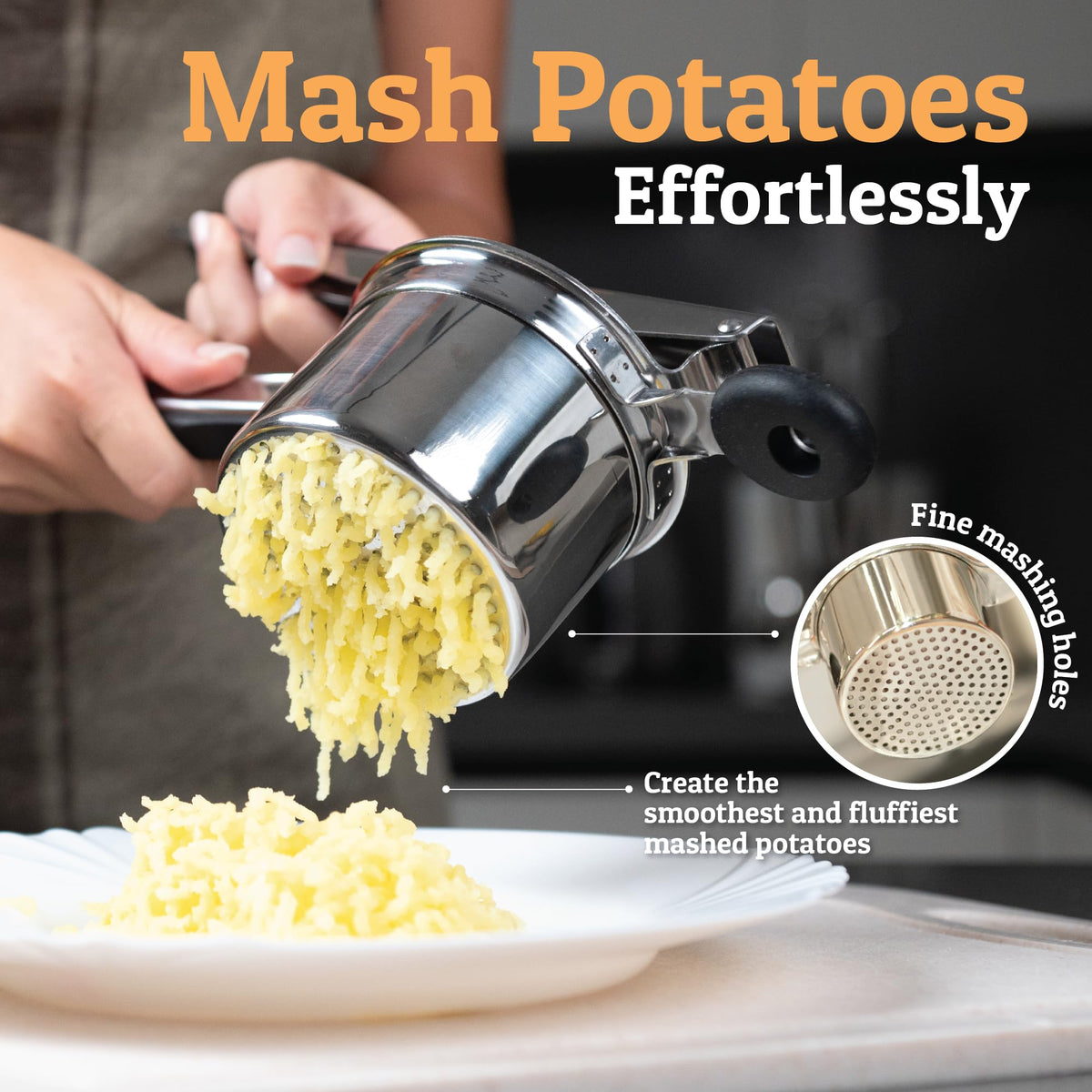 PriorityChef Large 15oz Potato Ricer Heavy Duty Stainless - Priority Chef Official Imagery - 3