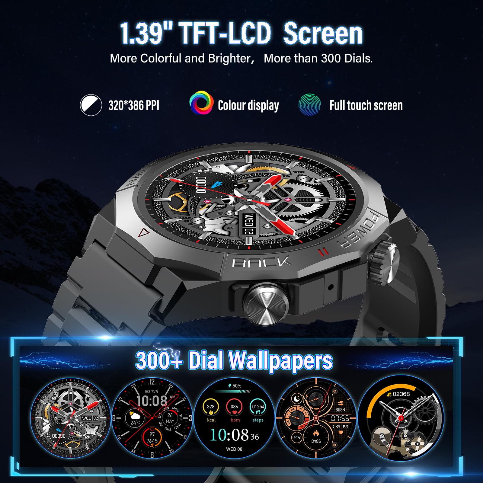 Qecnato Military Smart Watch for Men Answer Calls 1.39" HD Fitness 30D - View 7