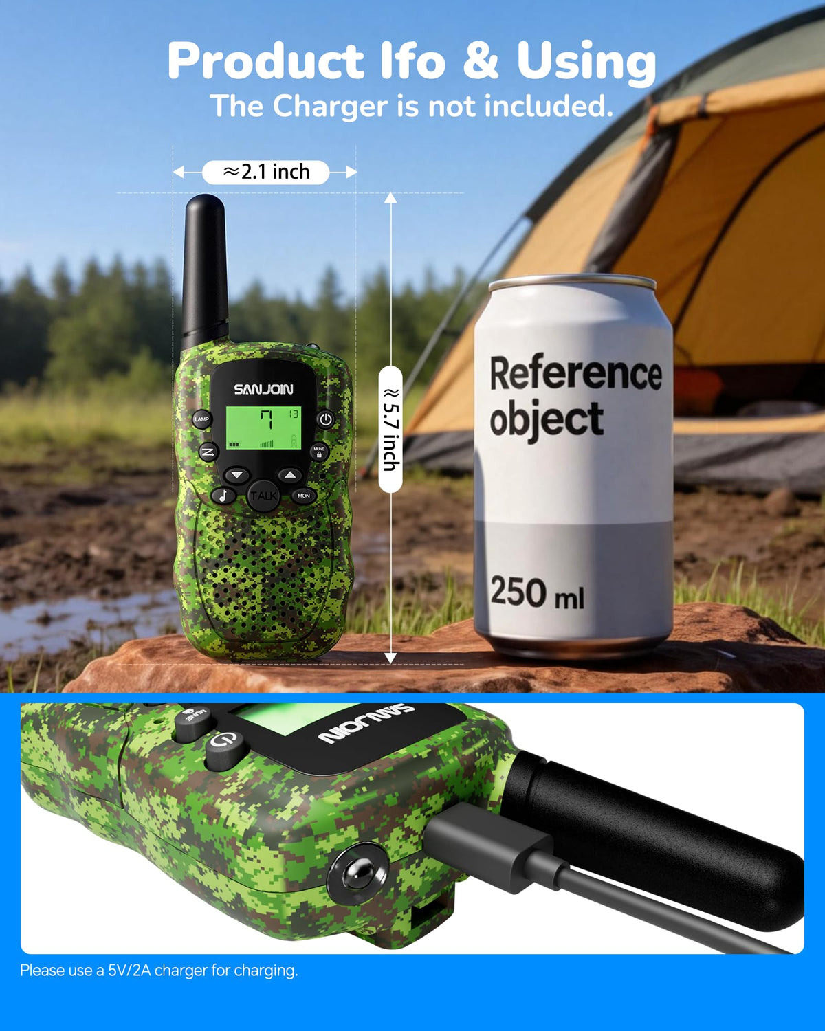 Rechargeable Walkie Talkies 2 Pack for Kids Toys for 3 12 - SANJOIN Official Imagery - 4