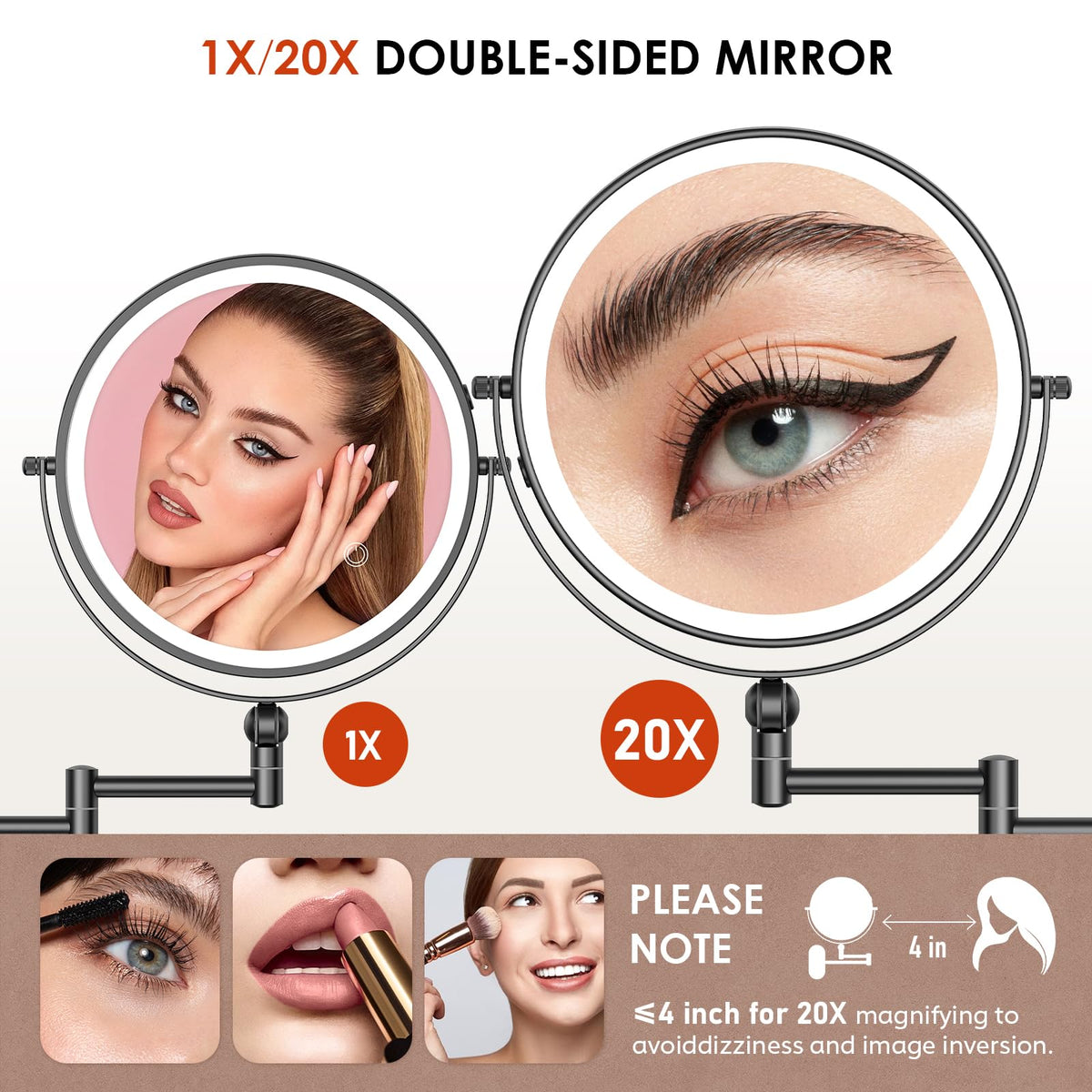 ZLOKLA 9 Wall Mounted Lighted Makeup Mirror 4000mAh - ZLOKLA Official Imagery - 5