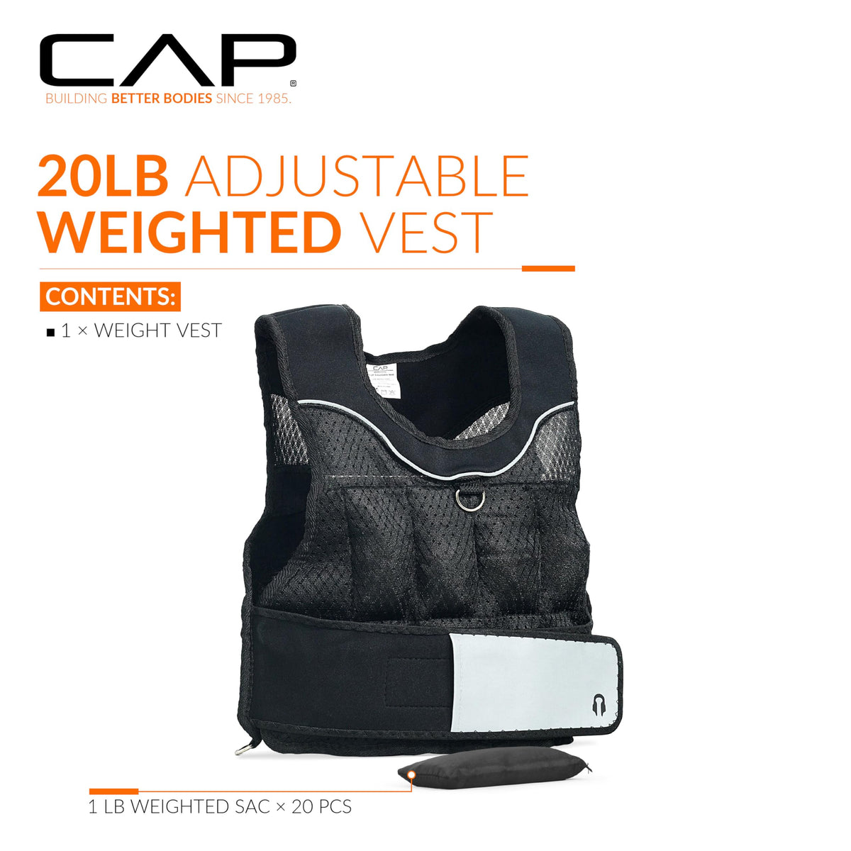 CAP Adjustable Weighted Vest 20 150 lbs for Strength - CAP Official Imagery - 3
