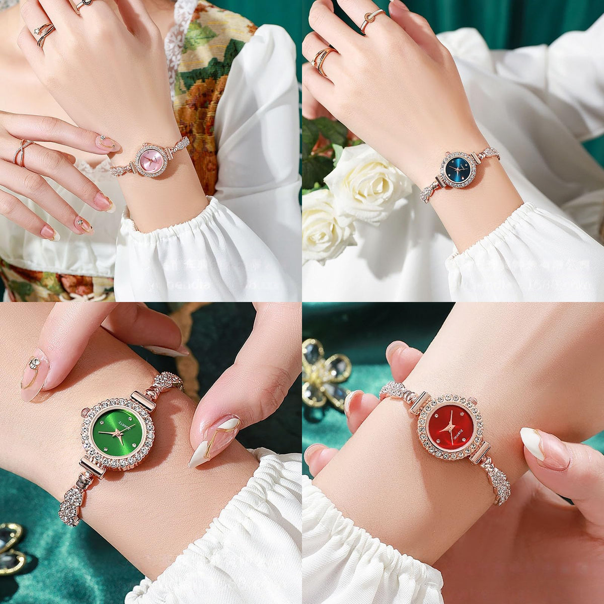 Gold Watch Set for Women Full Diamond Dress Adjustable Slim - dayutech Official Imagery - 3