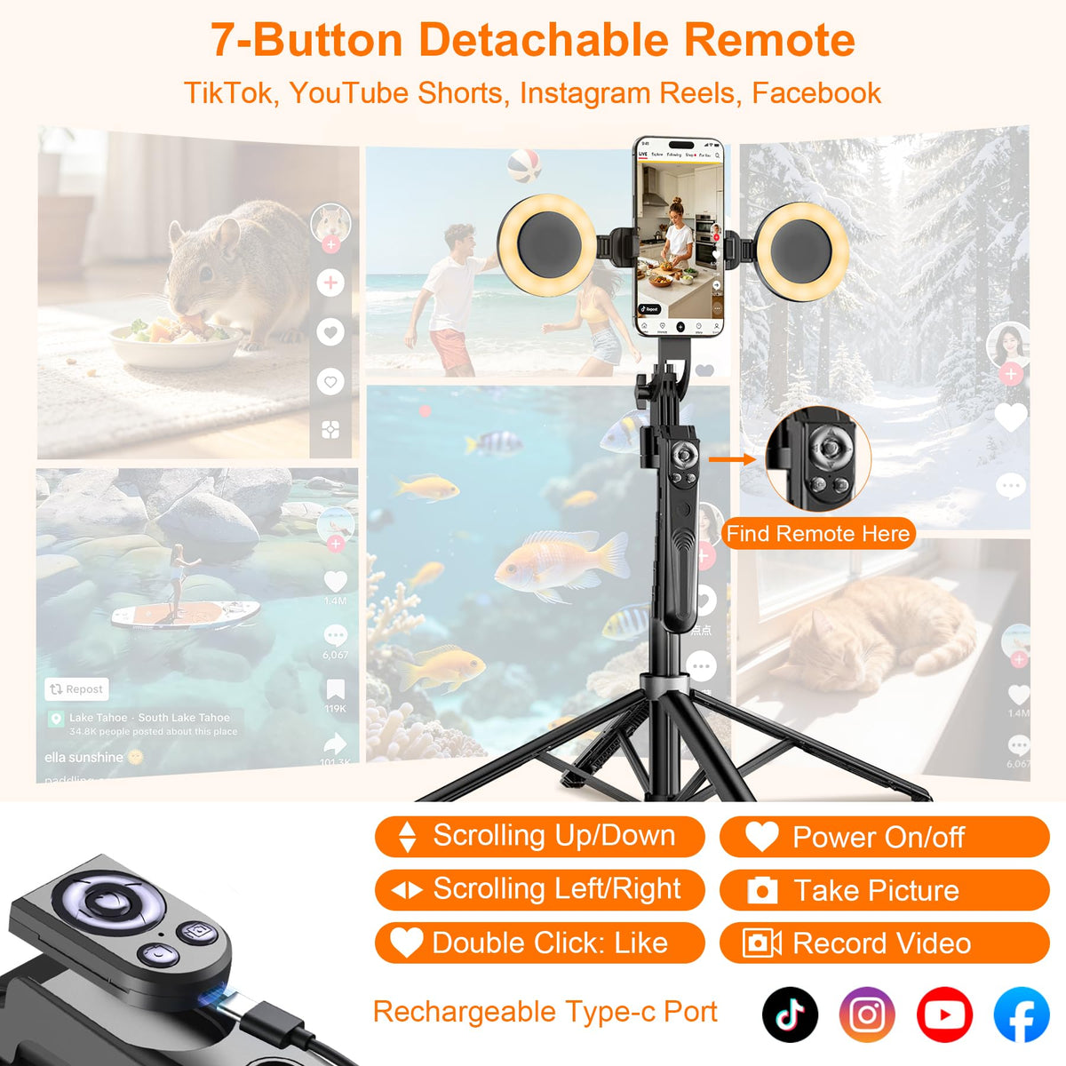 71 Auto Face Tracking Tripod for iPhone with 2 Lights 360 - Ocwqp Official Imagery - 8