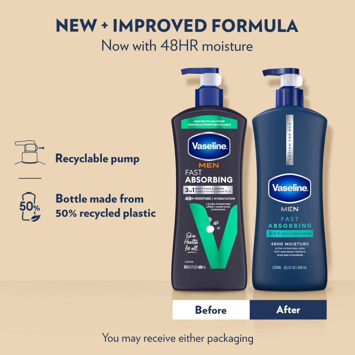 Vaseline Men Fast Absorbing 3in1 Hand Body Face Lotion 20 - Vaseline Official Imagery - 4