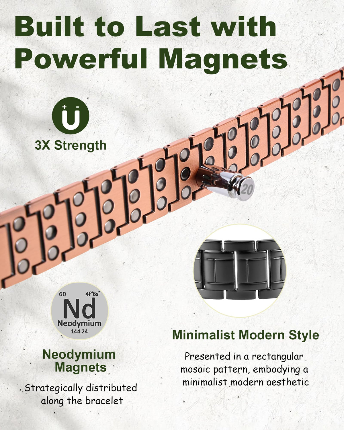 Copper Bracelet for Men 3X Copper Magnetic Bracelets - MagEnergy Official Imagery - 4