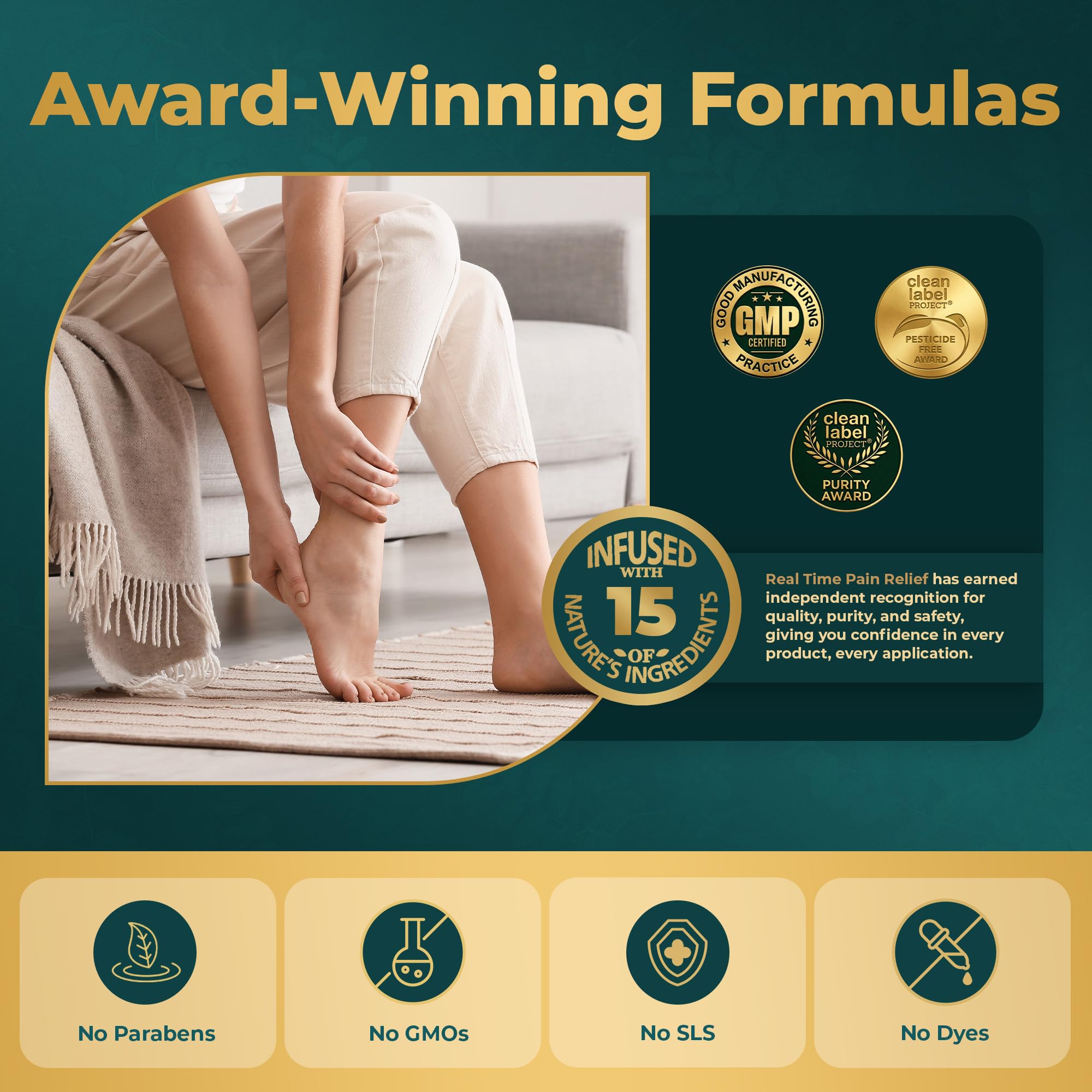 Real Time Pain Relief Foot Cream 8oz | 15 Natural Ingredients