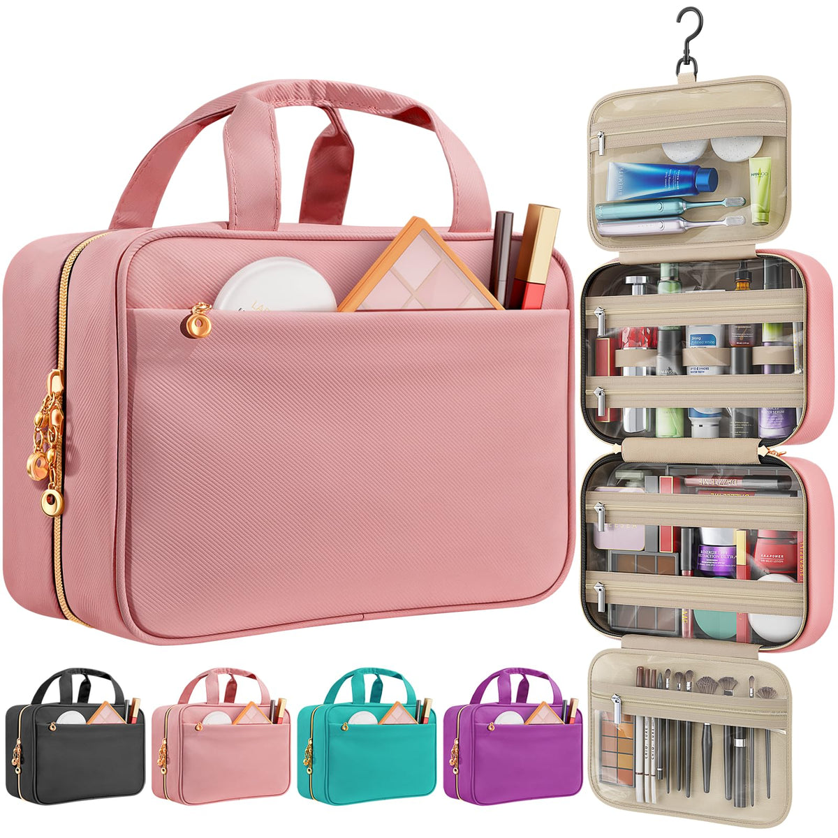 Travel Toiletry Bag for Women Hanging Makeup Organizer Clear - Voyree Official Product Imagery - 1