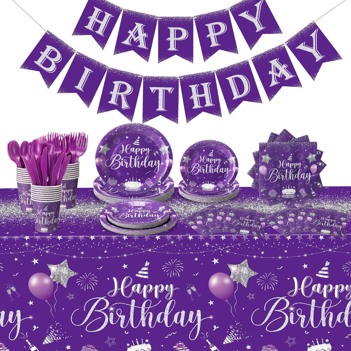 Vesici 171 Pcs Happy Birthday Party Supplies 24 Set Table - Vesici Official Imagery - 8