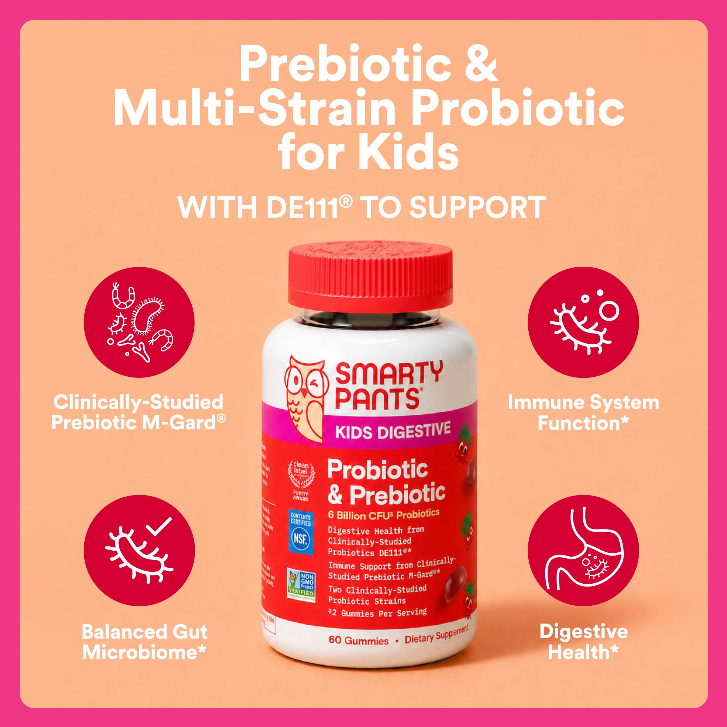 SmartyPants Kids Probiotic & Prebiotic Gummies, 60ct