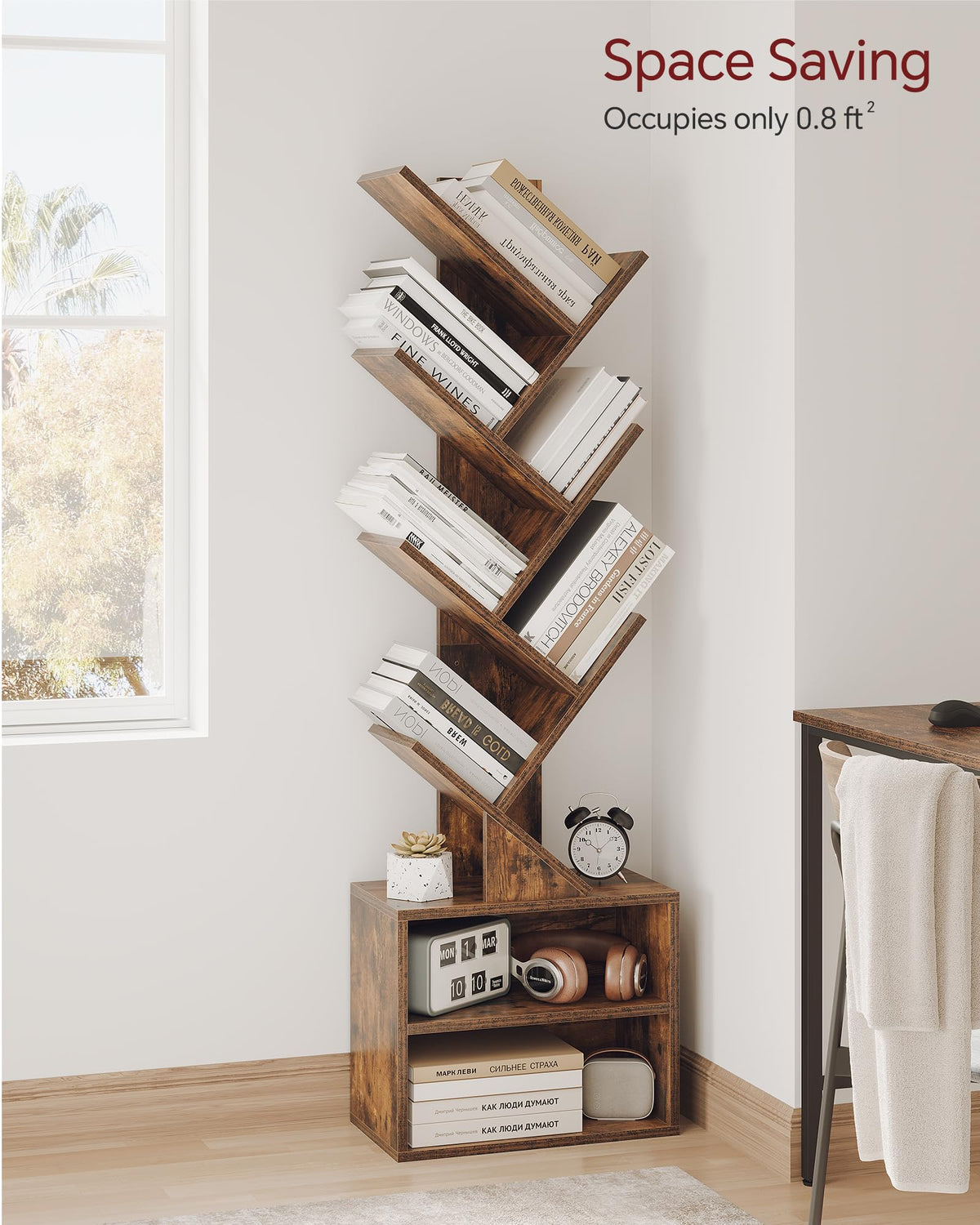 SUNMORY 6 Tier Tree Bookshelf Tall Small Bookcase with - SUNMORY Official Imagery - 4
