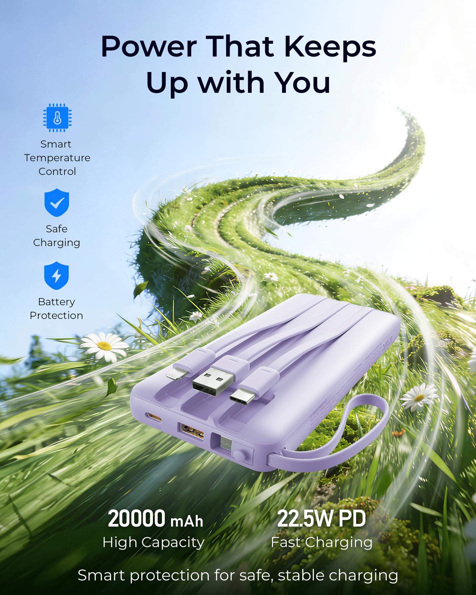 VRURC Portable Charger 4 Built in Cable Fast Charging - VRURC Official Imagery - 4
