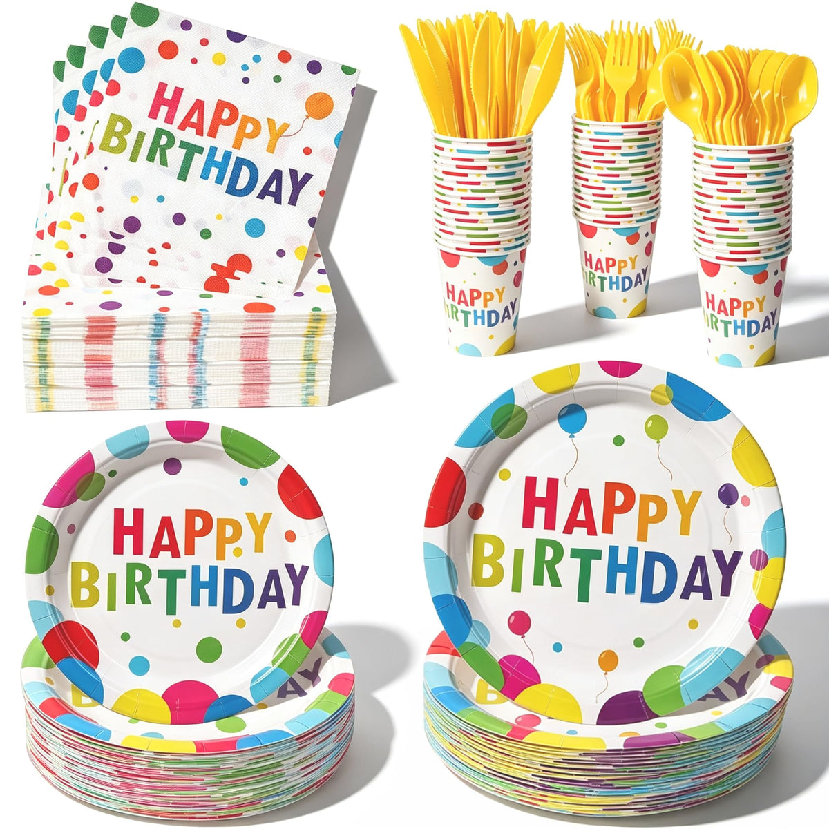 400 Pcs Disposable Birthday Party Tableware Set for 50 - COSINIA Official Imagery - 2