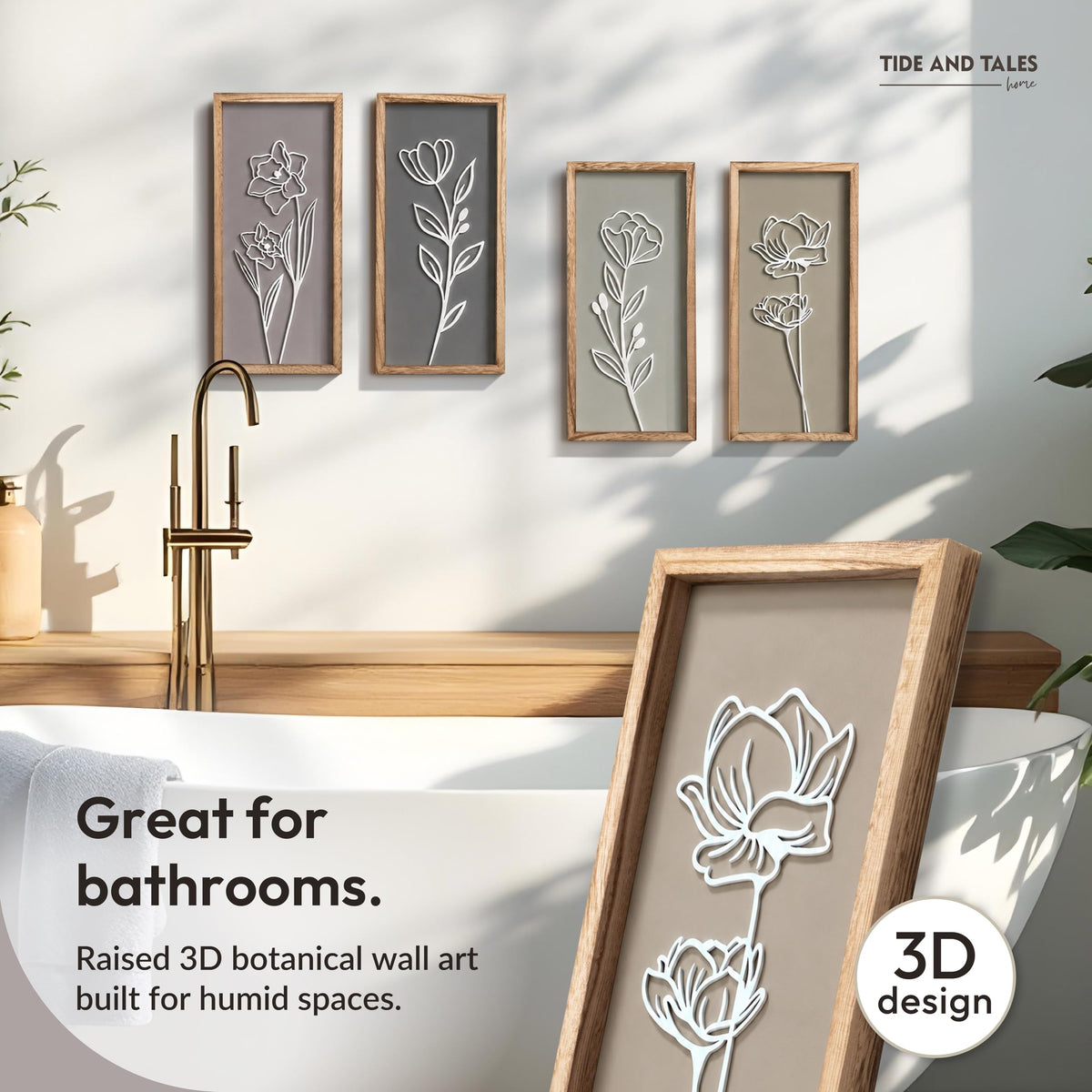 Tide and Tales 3d Framed Wall Art Set of 4 Floral Boho Wall - Tide and Tales Official Imagery - 5