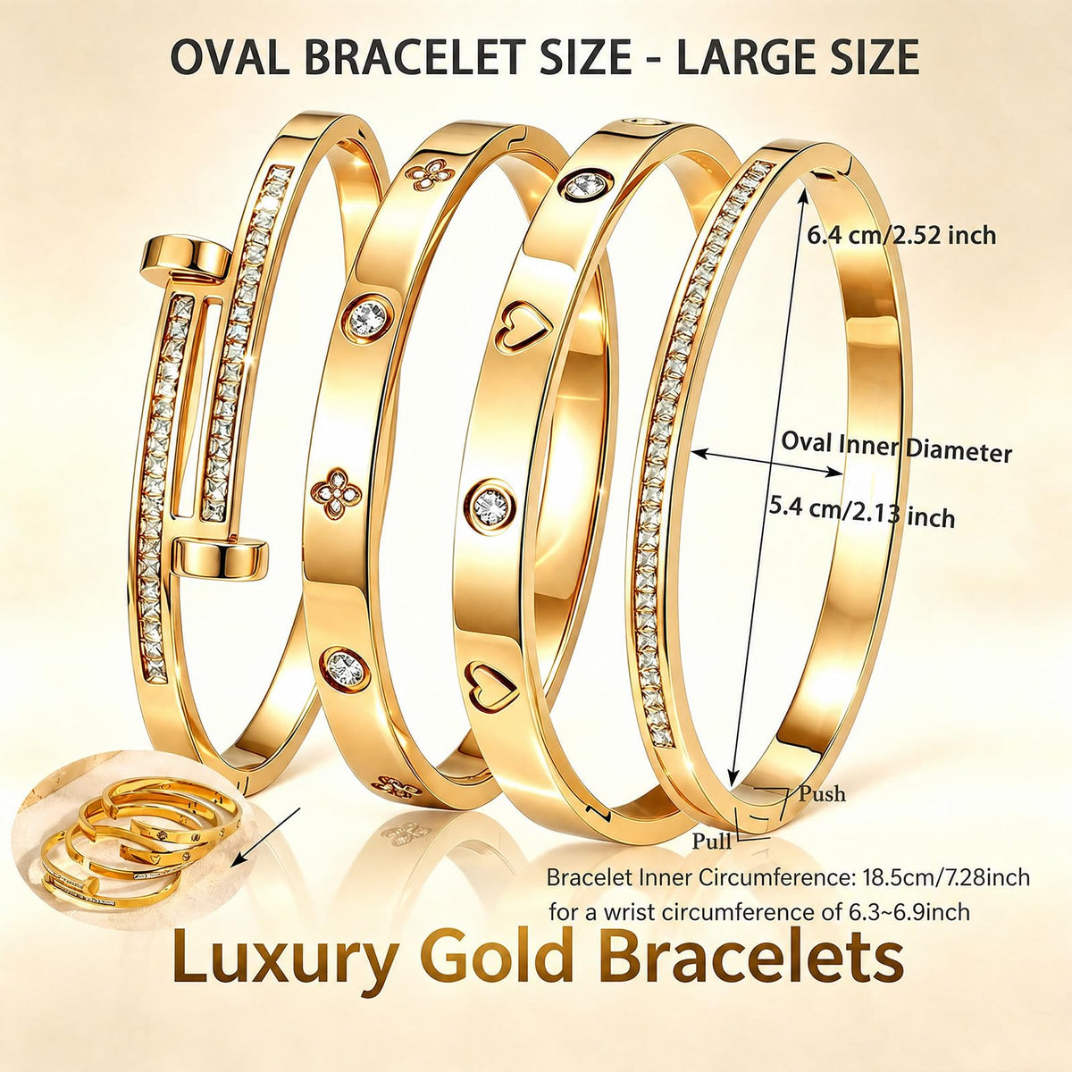Gold Bangle Bracelets for Women 18K Gold Plated Stainless - Camhanno Official Imagery - 6