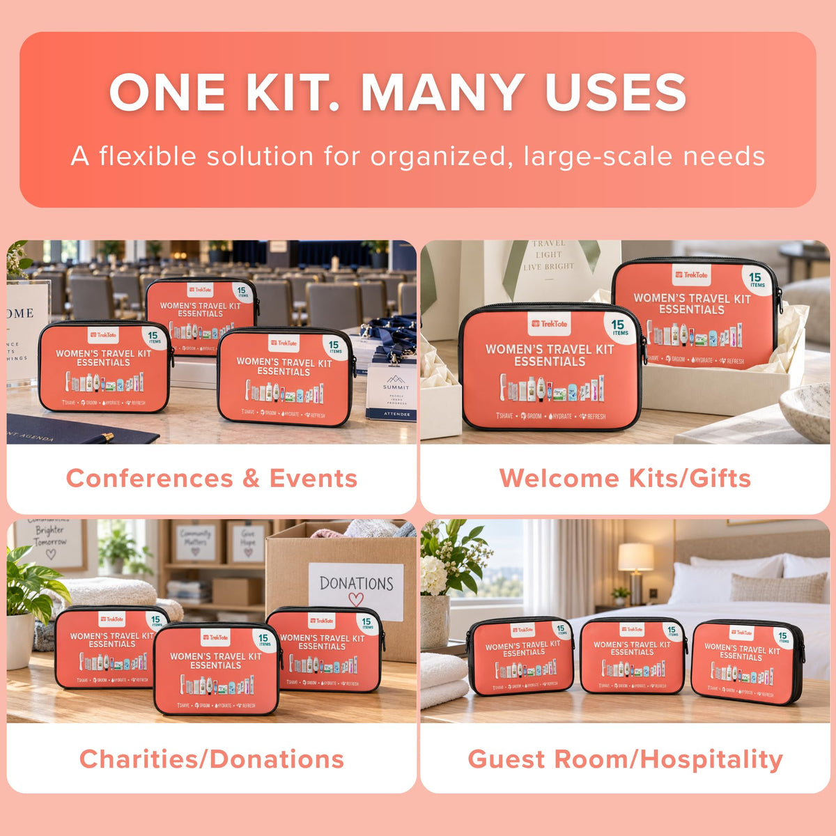 Hygiene Kits Bulk 25 Pack Womens Travel Size Toiletries for - TREKTOTE Official Imagery - 7