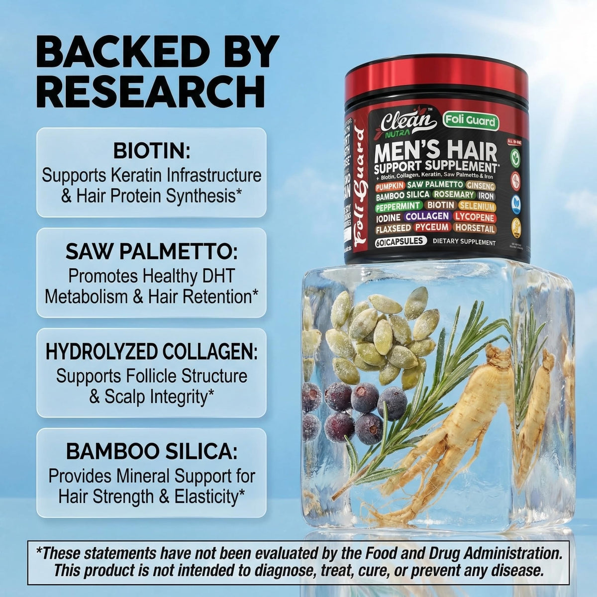 Hair Growth Supplement For Men - Clean Nutraceuticals Official Imagery - 4