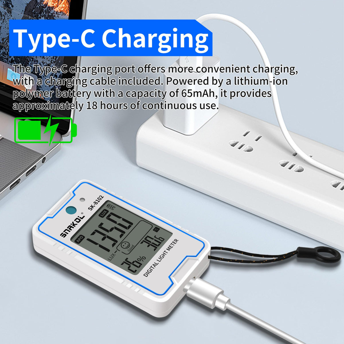 Digital Lux Meter Pocket Illuminance Tester with Temp - SNAKOL Official Imagery - 6