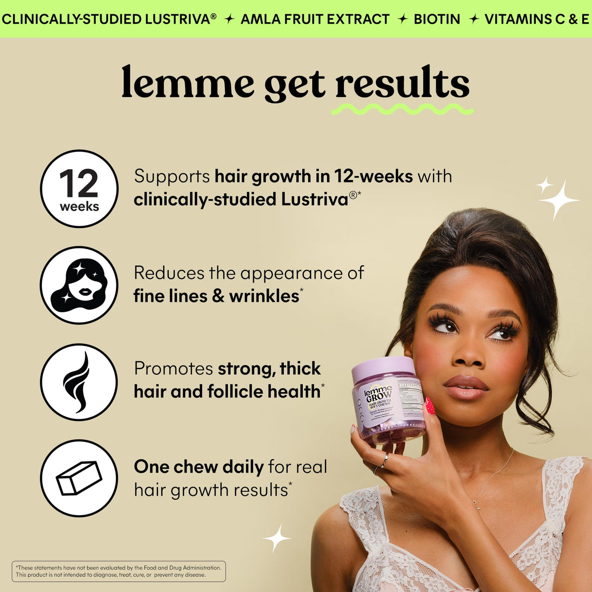 Lemme Grow Hair Growth Booster Soft Chews w Vitamins 30 Day - Lemme Official Imagery - 3