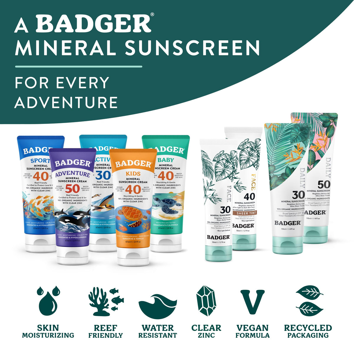 Badger SPF 50 Daily Mineral Sunscreen Sheer Zinc Oxide 4 fl - Badger Official Imagery - 7
