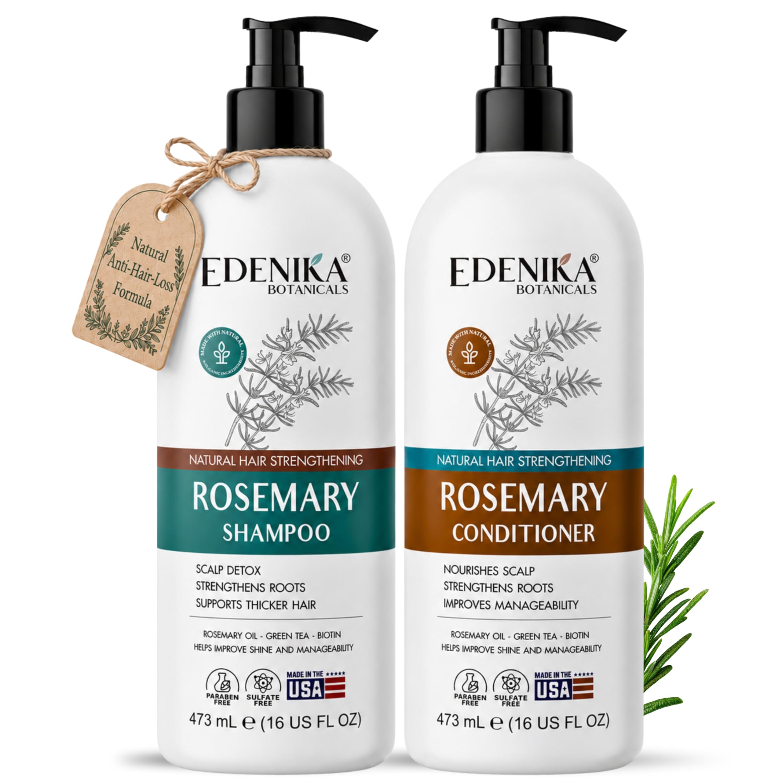 EDENIKA BOTANICALS Rosemary Biotin Shampoo and Conditioner Set for Hair Strengthening - EDENIKA BOTANICALS Official Product View 2