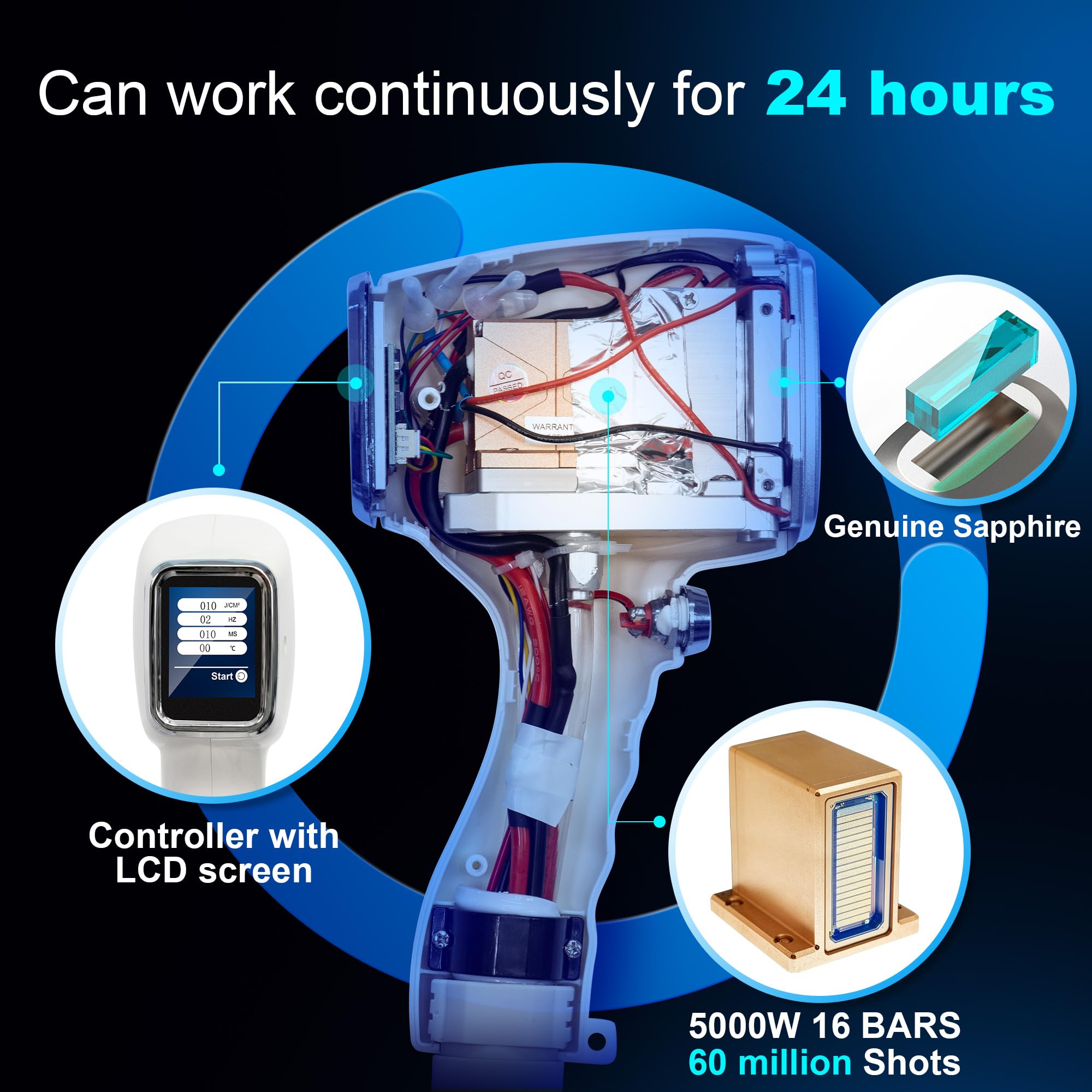 16 Bars 2-IN-1 Hair Removal Machine With Magnetic Head 4 Wavelengths