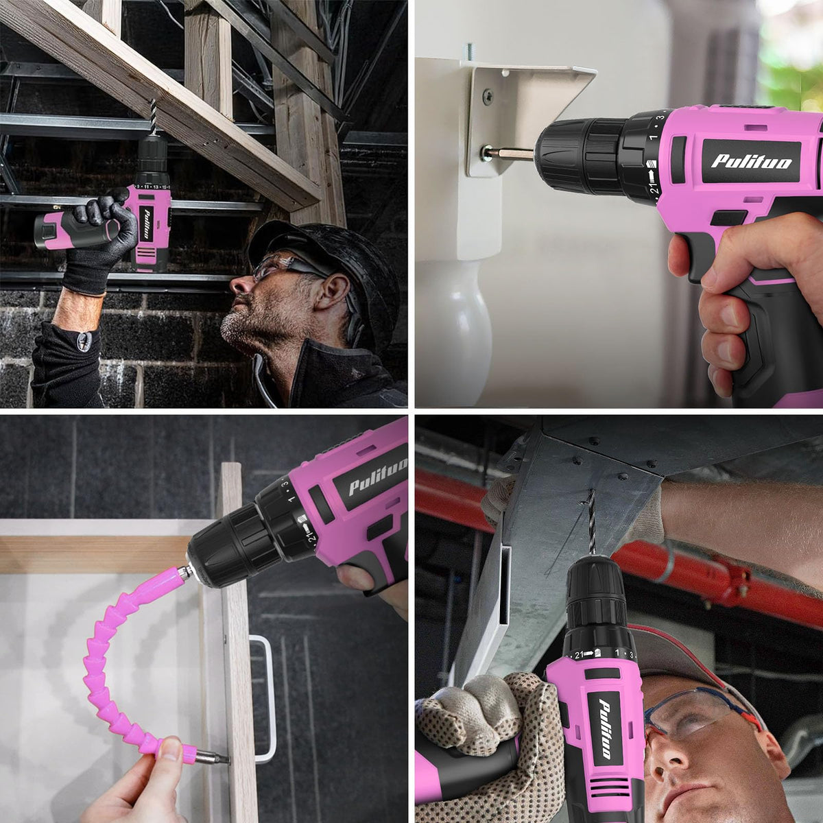 PULITUO Drill Set 149 Piece Home Tool Set with 12V Pink - PULITUO Official Imagery - 8