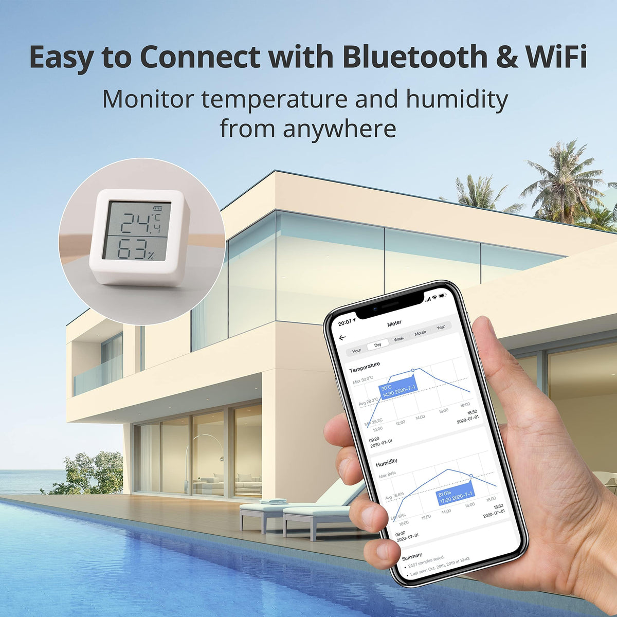 SwitchBot WiFi Hygrometer Thermometer with Hub Dewpoint VPD - SwitchBot Official Imagery - 3