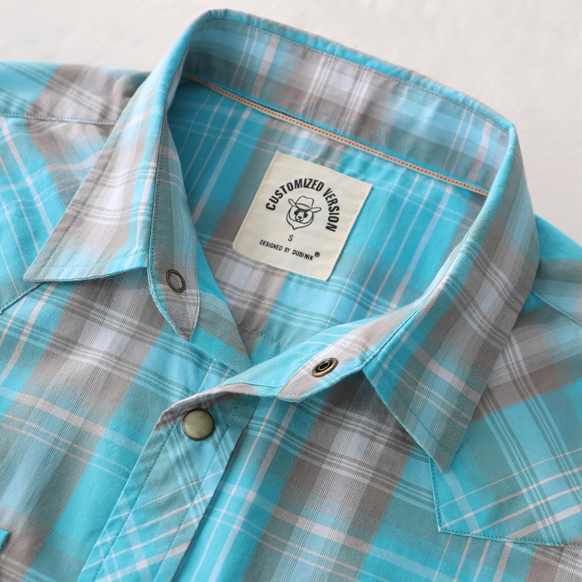 Dubinik® Pearl Snap Western Shirt for Men Short Sleeve 2 Sawtooth Pocket - Dubinik Official Product View 3