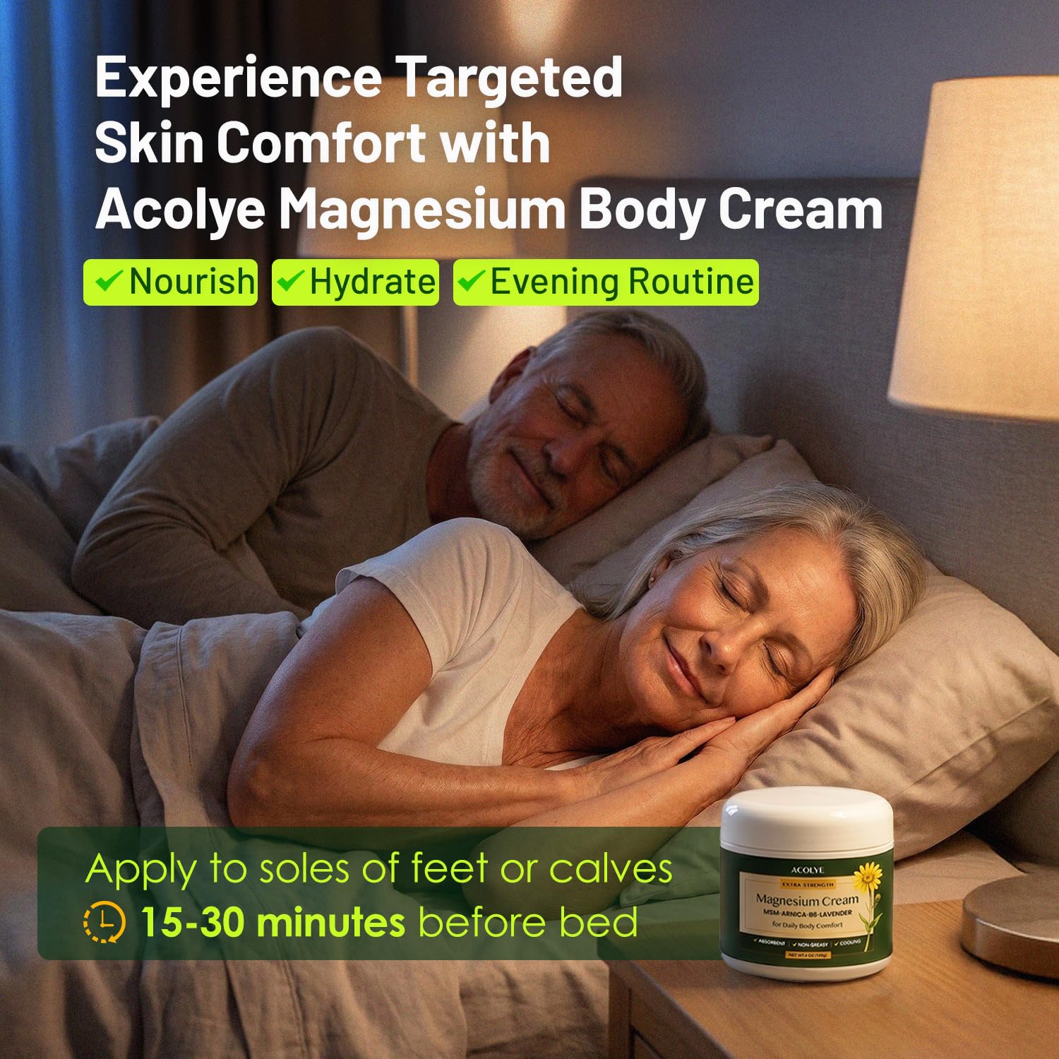 Acolye Total Relief Magnesium Cream with Arnica: Extra Strength Topical Magnesium Chloride Cream with MSM, B6, For Muscles, Joints & Legs, Fast Absorbing, Non-Greasy