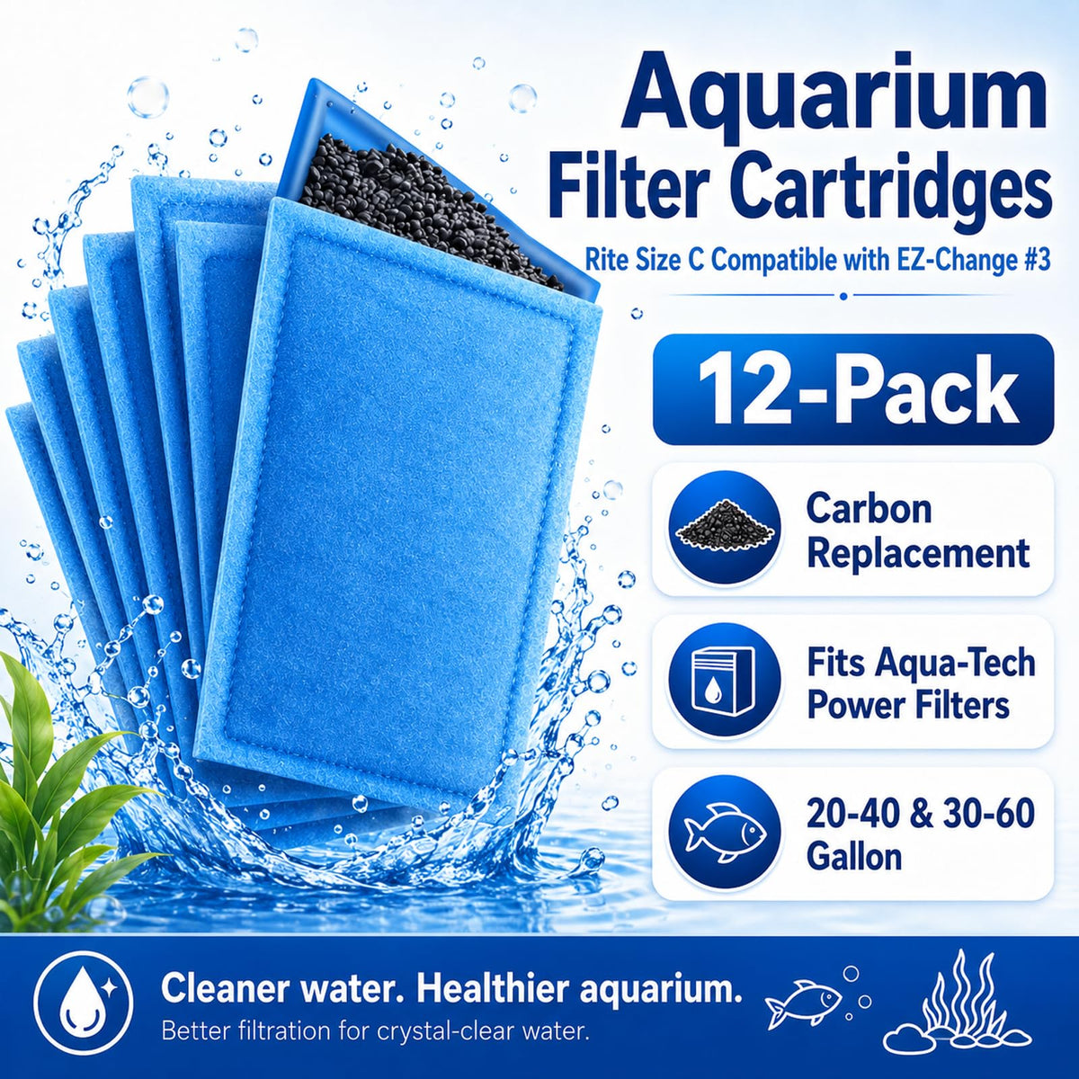 Aquarium Filter Cartridges Compatible with Aqua Tech 20 40 - Gekufa Official Imagery - 8