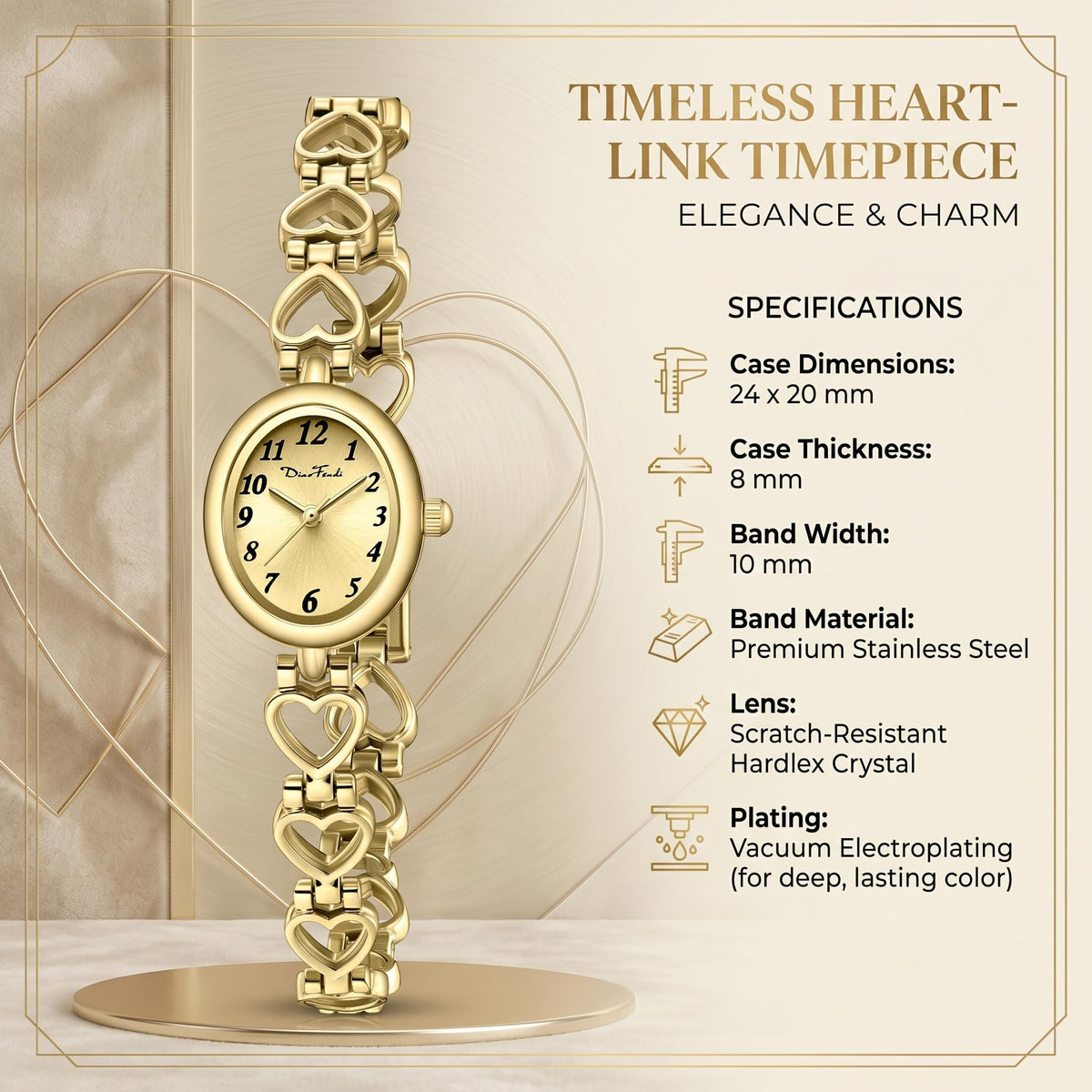 Diaofendi Petite Gold Watches for Women Vintage Bracelet - Diaofendi Official Imagery - 4