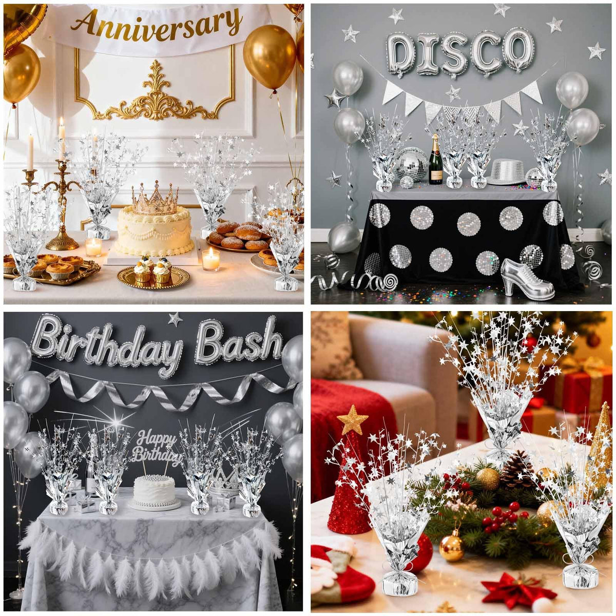 Tim Lin 6 Pack Metallic Foil Spray Table Centerpiece Silver - Tim&Lin Official Imagery - 5
