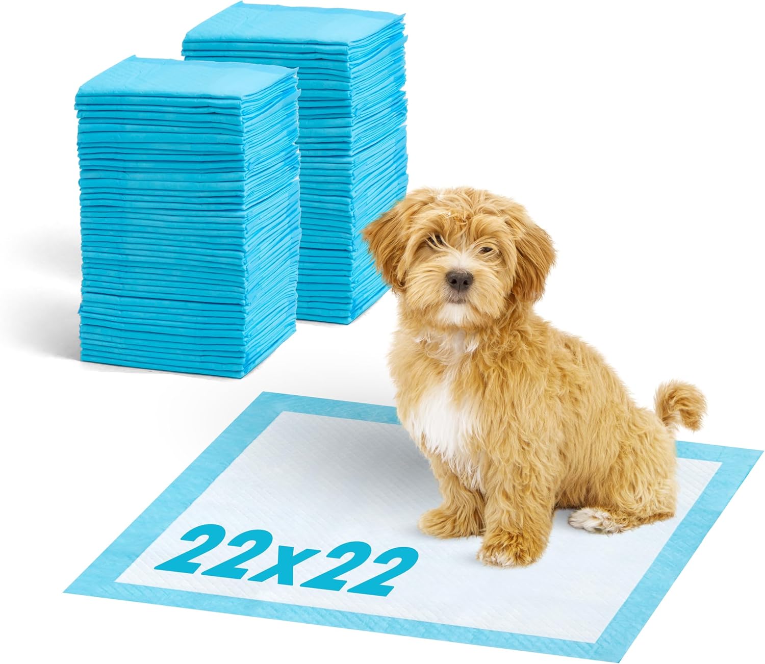 IRIS USA puppy training pads, 22x22 inches, 100-count dog potty pads for indoor house training.