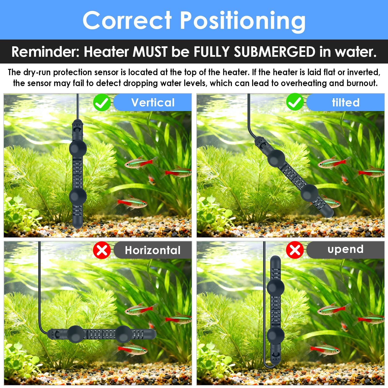 AquaMiracle Aquarium Heater Fish Tank Heater 300W with Dry-Run/Ov - AquaMiracle Official Product View 7