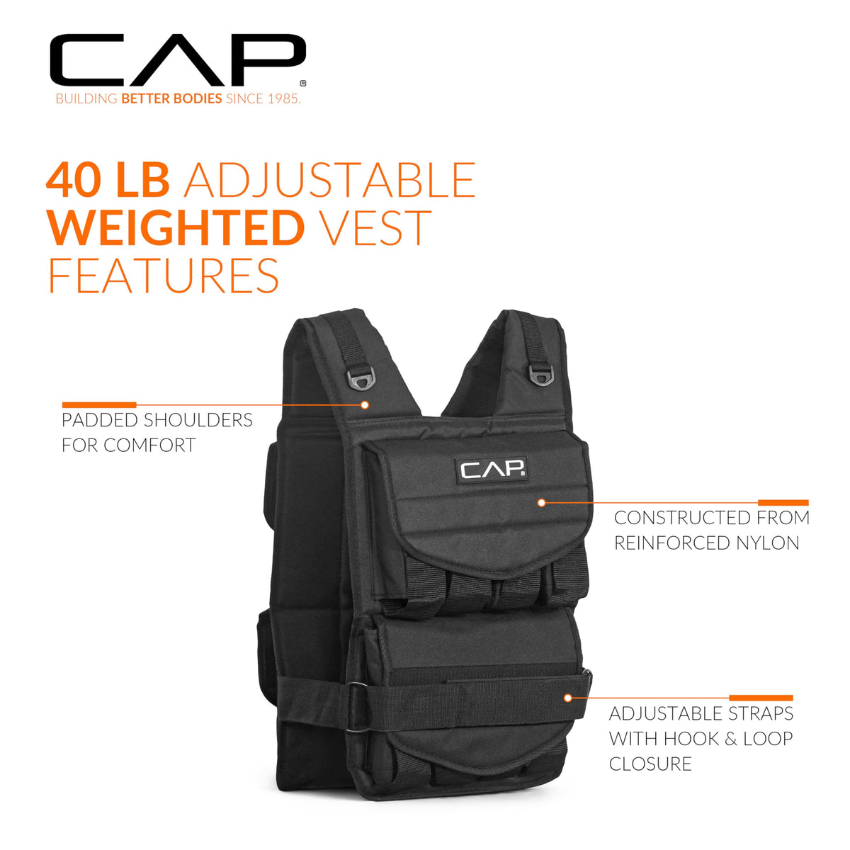 CAP Adjustable Weighted Vest 20 150 lbs for Strength - CAP Official Imagery - 4
