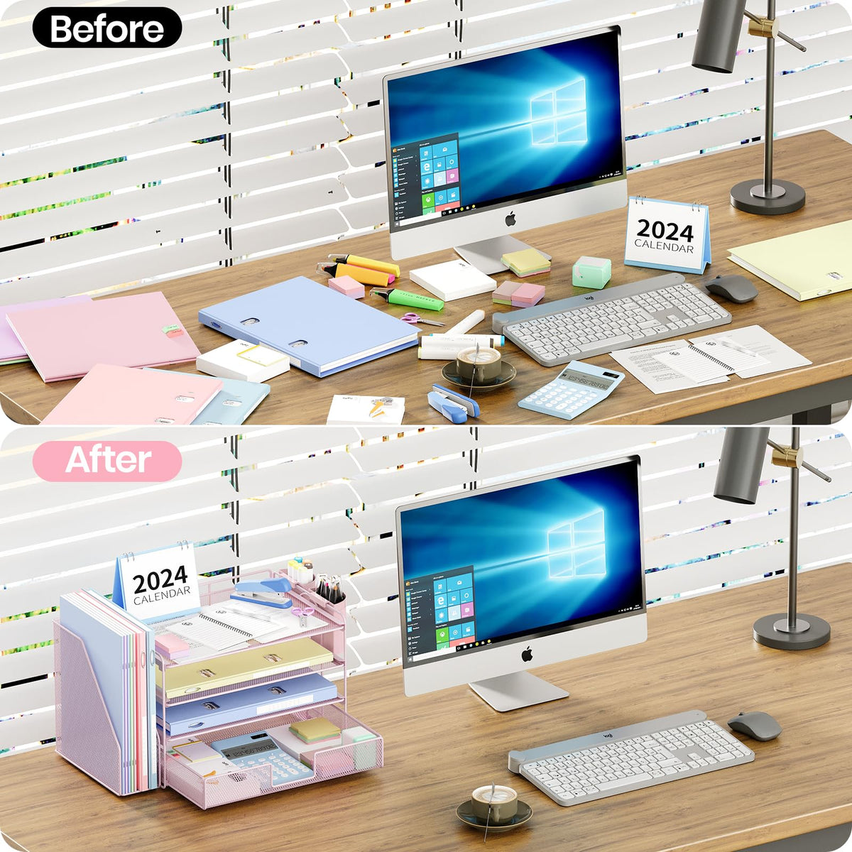 Desk Organizer 4 Tier Desktop File Organizer with Drawer and - OPNICE Official Imagery - 4