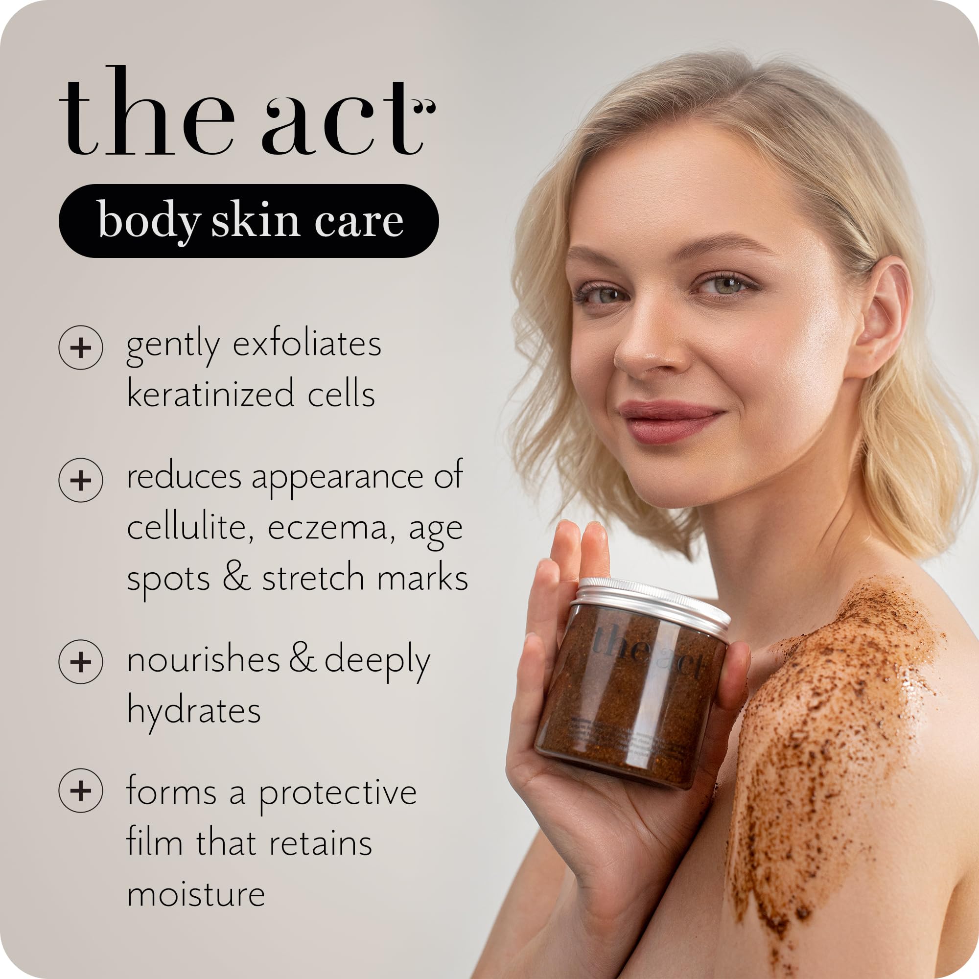 THE ACT Coffee Body Scrub with Salt & Cocoa – Exfoliating Scrub for Cellulite, - The Act Official Product View 4