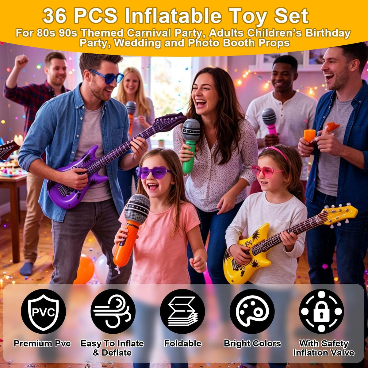Rosvola 37 Pcs Inflatable Toy Set Include 12 Microphones - Rosvola Official Imagery - 3