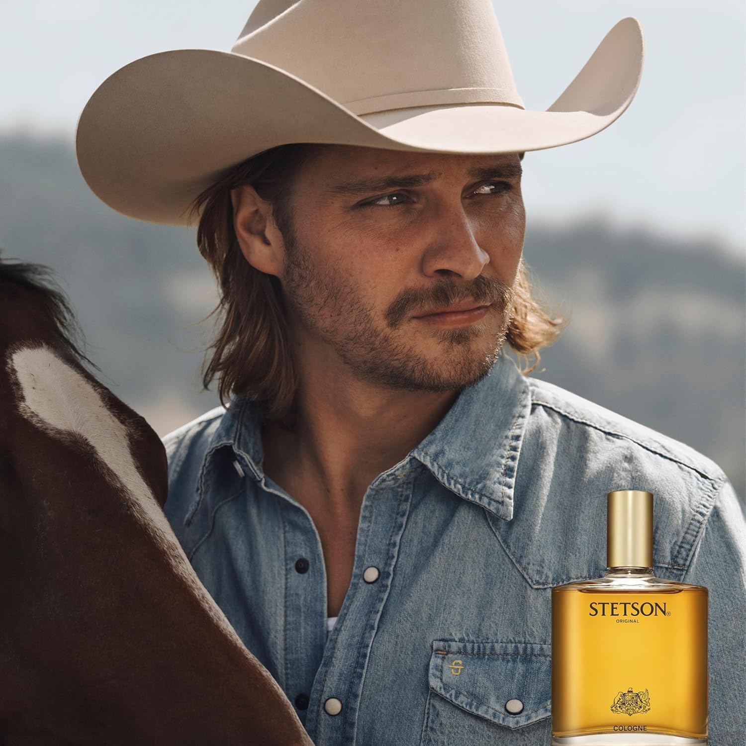 Stetson Original men's cologne bottle with classic, woody, masculine scent in a sleek glass container.