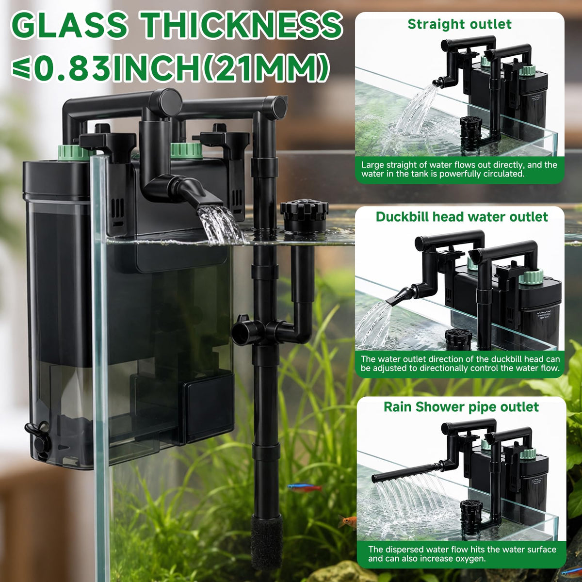 External Hang On Back Canister Aquarium Filter Quiet Fish - Etnorsu Official Imagery - 6