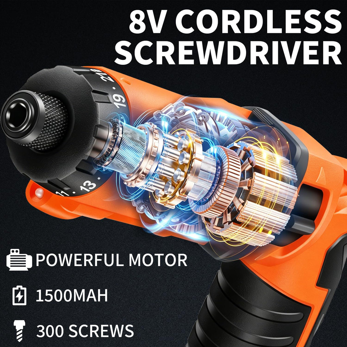 ENERTWIST 8V Cordless Screwdriver 82 Accessory Kit Max 10Nm - ENERTWIST Official Imagery - 3