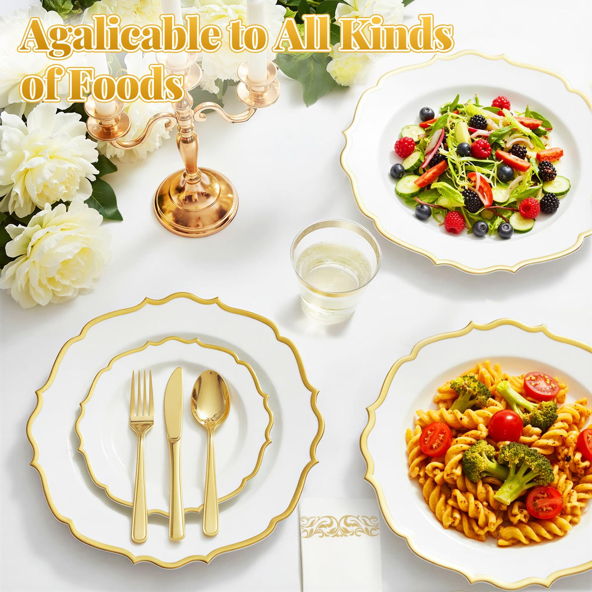 Glowserve 175 Piece Disposable Plastic Plates Dinnerware Set - Glowserve Official Imagery - 5
