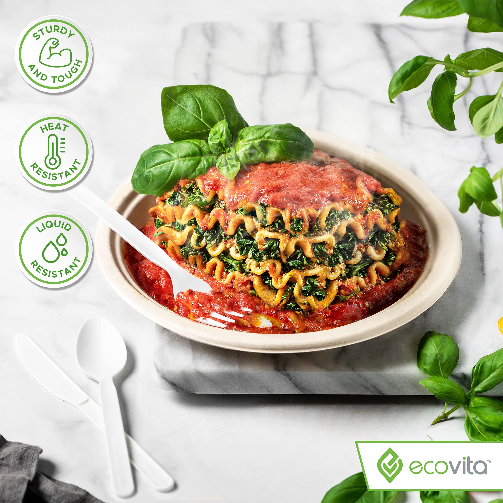 Ecovita 100% Compostable Knives - 500 Large Disposable Utensils - Ecovita Official Product View 5