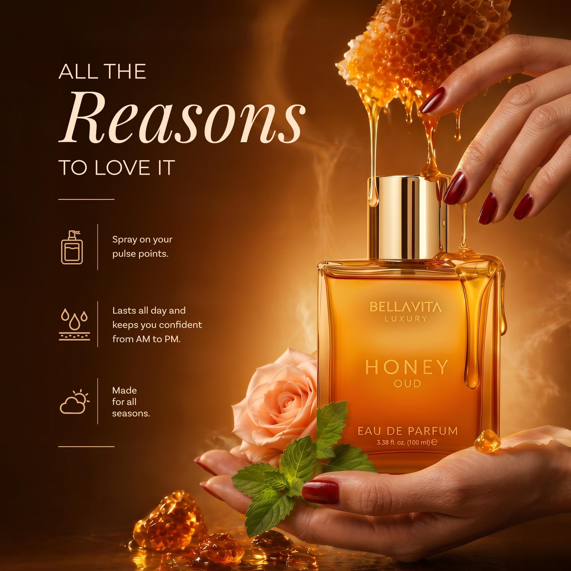 Bellavita Luxury Honey Oud Eau de Parfum - Bella Vita Luxury Official Product Imagery - 6
