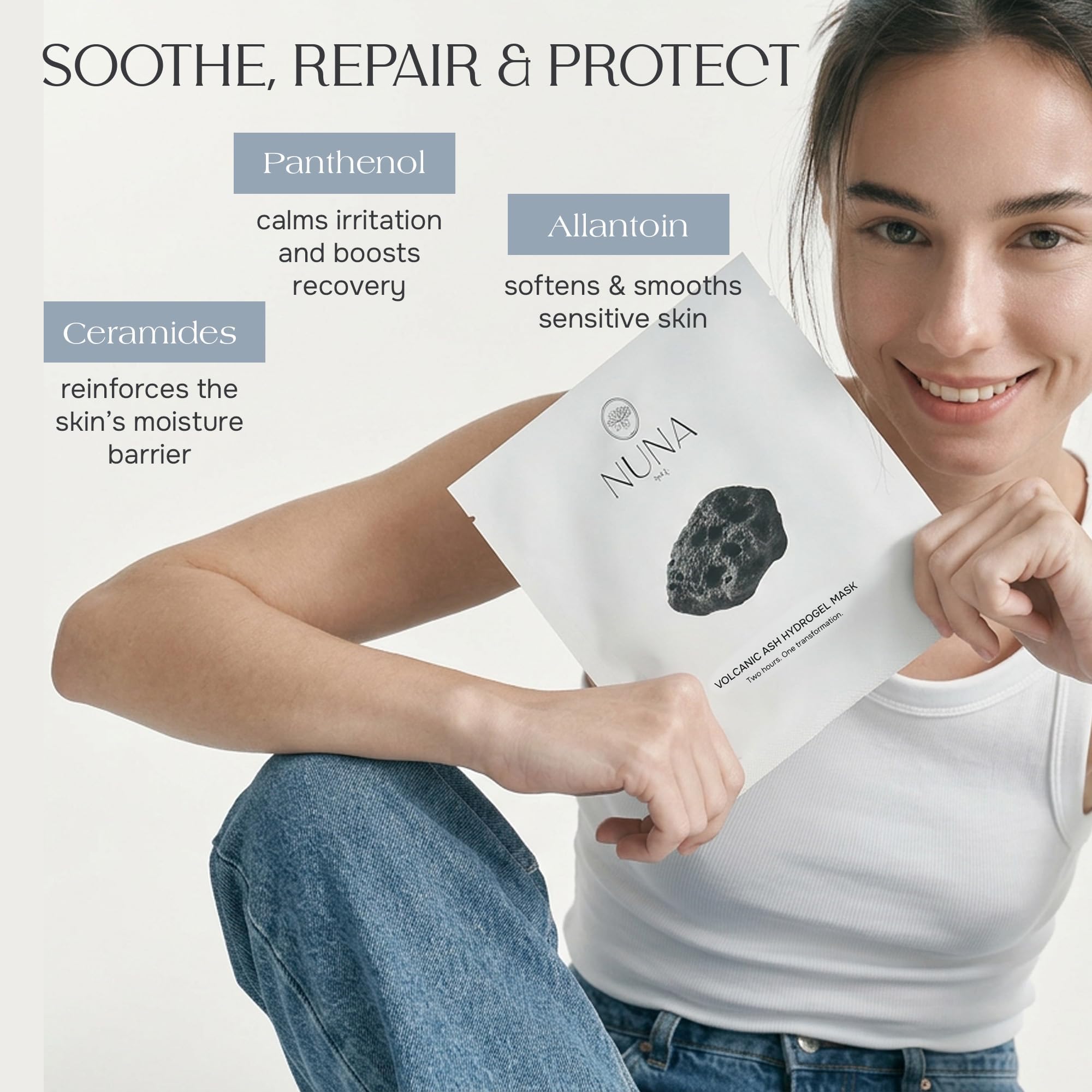 NUNA Volcanic Ash Hydrogel Face Masks with Smile Line Patches – - NUNA