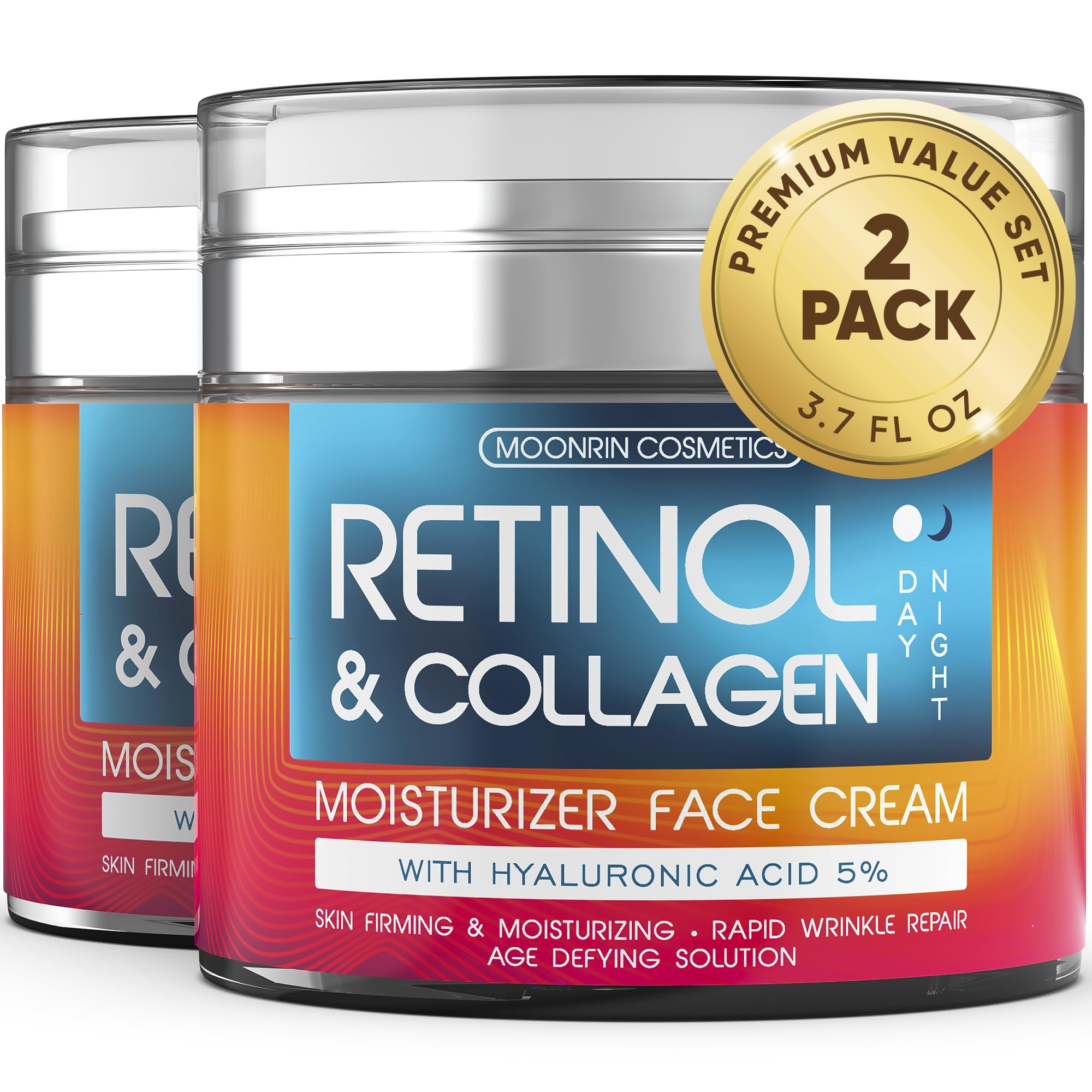 Retinol Cream for Face 2 Pack Anti Aging Moisturizer with - MOONRIN COSMETICS Official Imagery - 2