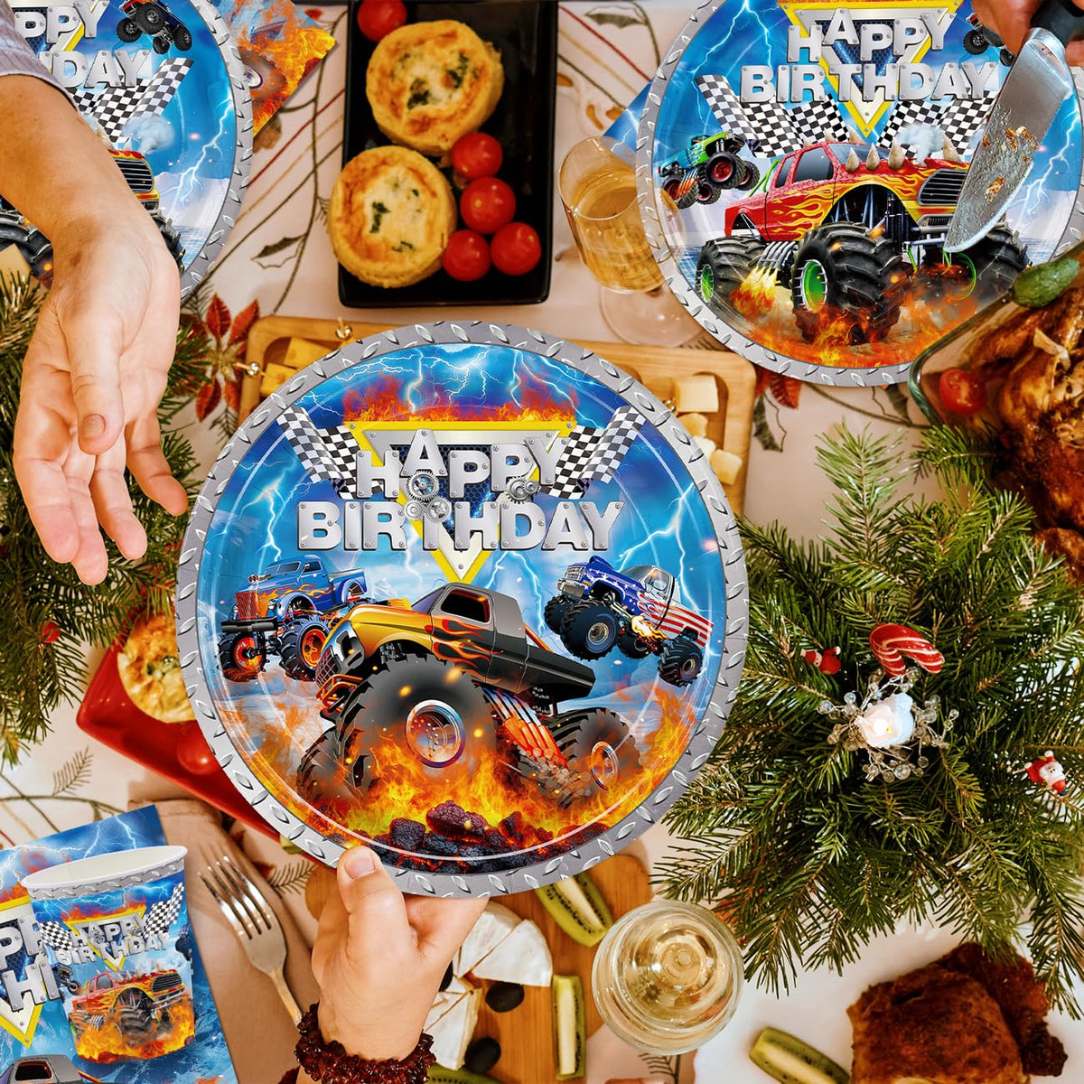 177pcs Monster Truck Birthday Decorations Plates Napkins - JVORFDG Official Imagery - 5