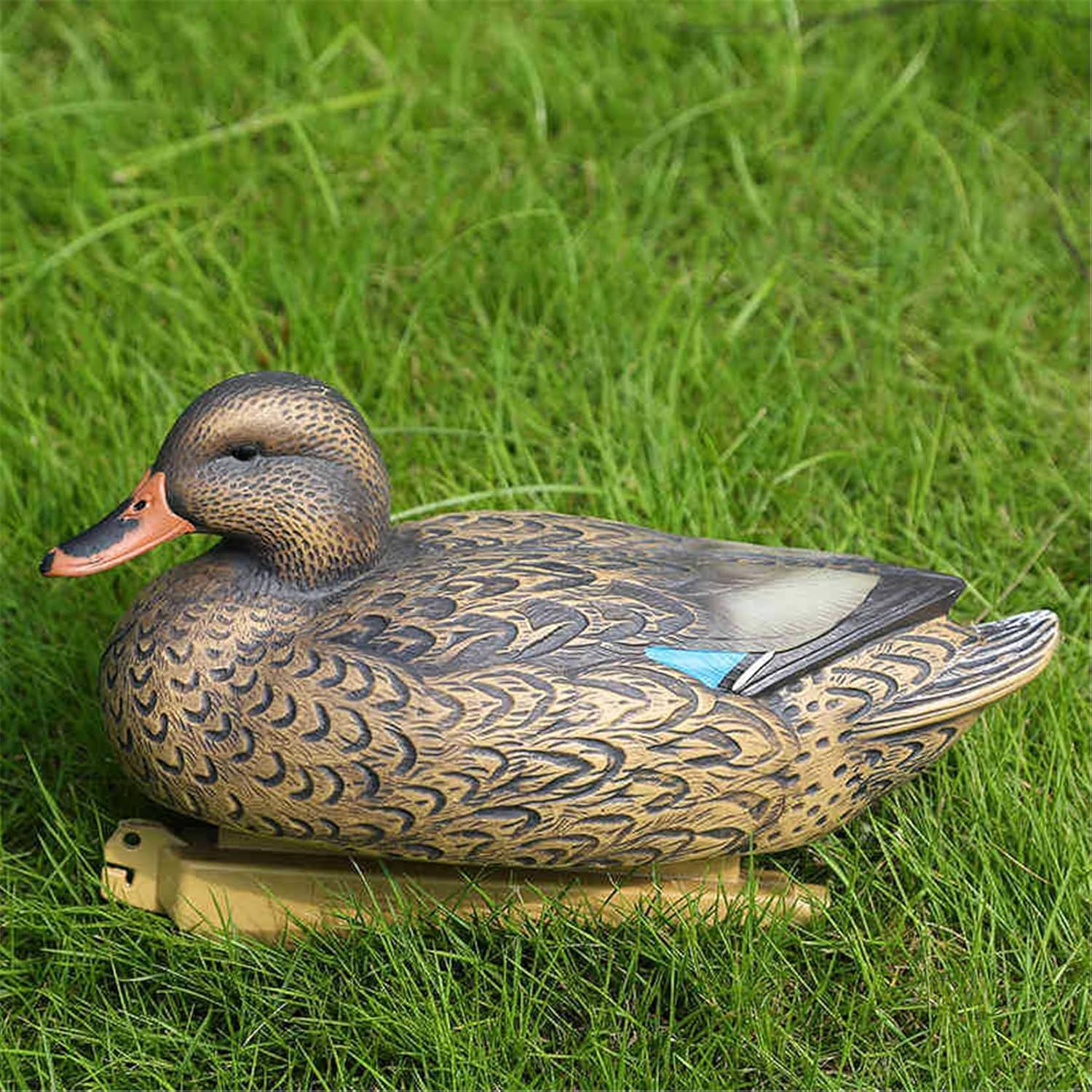 Realistic plastic duck hunting decoy by RioRand, ideal for garden decor, featuring detailed feathers and lifelike posture.