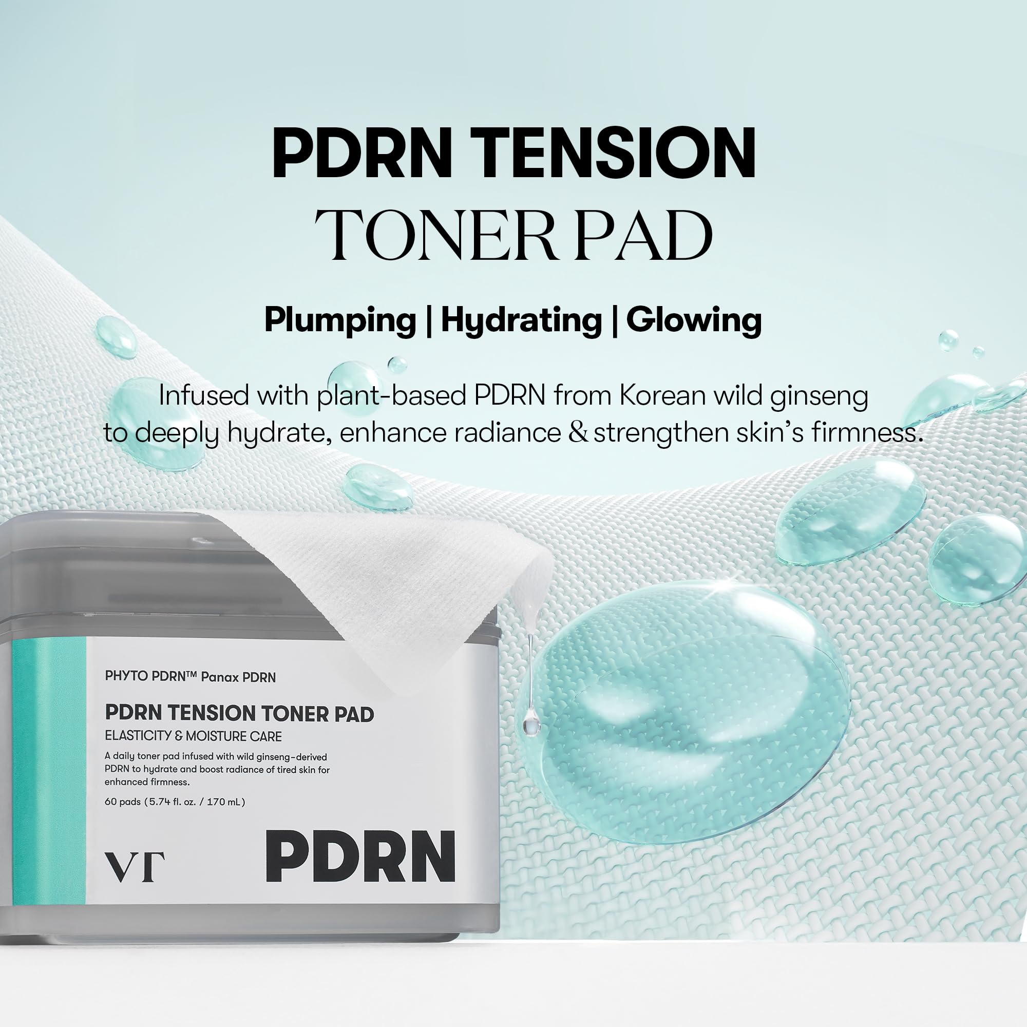 VT COSMETICS PDRN Tension Toner Pad 60 units - VT COSMETICS Official Product Imagery - 3