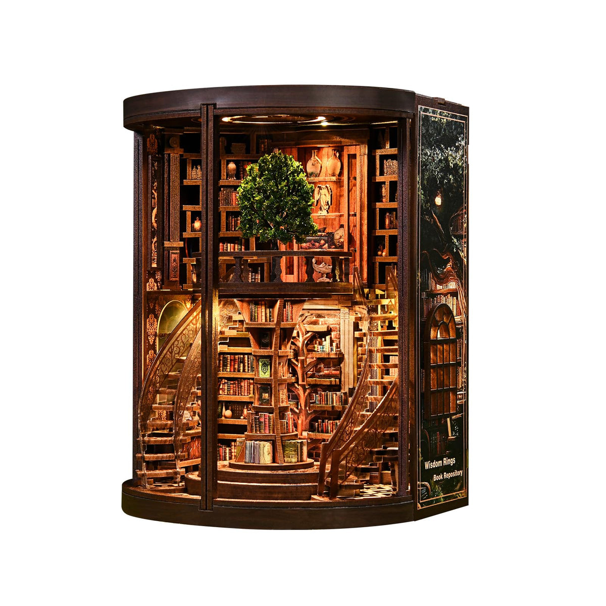 Wisdom Tree Library Book Nook Kit DIY 3D Wooden Puzzle with - Havefunfun Official Imagery - 1